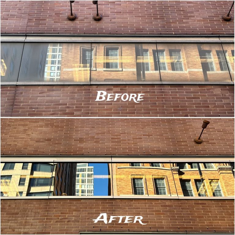 Before and after: Brick building windows