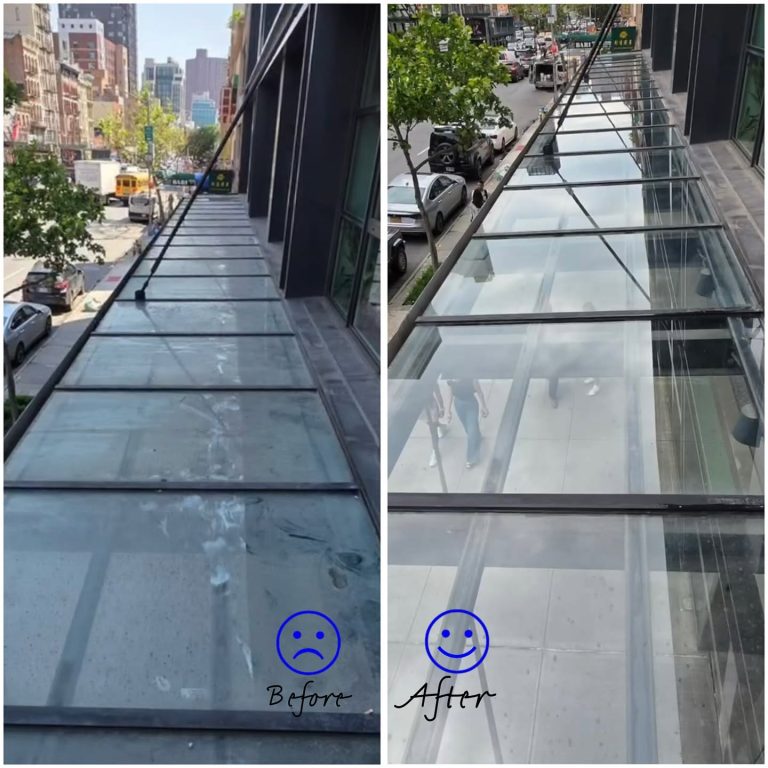 Before and after: Glass sidewalk canopy