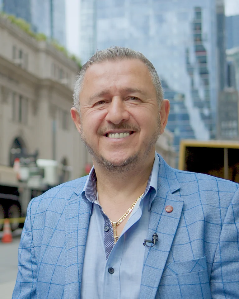 Petro Grubyak, founder of Skyway Windows, on a Manhattan street